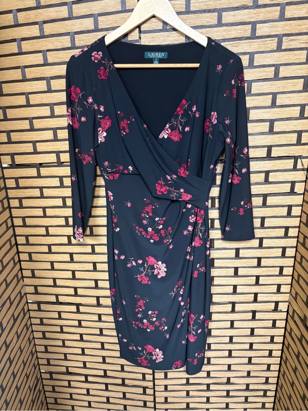Lauren Ralph Lauren black floral dress size 8